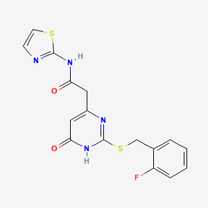 2-(2-((2-fluorobenzyl)thio)-6-oxo-1,6-dihydropyrimidin-4-yl)-N-(thiazol-2-yl)acetamide