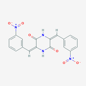 molecular formula C18H12N4O6 B274270 3,6-Bis{3-nitrobenzylidene}-2,5-piperazinedione 