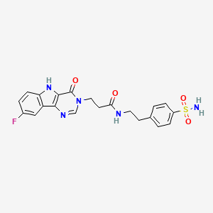 molecular formula C21H20FN5O4S B2742707 3-(8-fluoro-4-oxo-4,5-dihydro-3H-pyrimido[5,4-b]indol-3-yl)-N-(4-sulfamoylphenethyl)propanamide CAS No. 1105248-18-7
