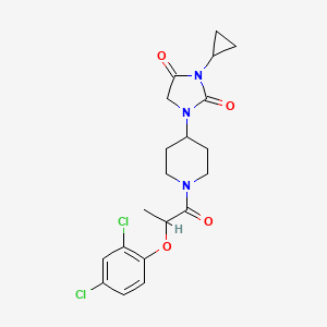 molecular formula C20H23Cl2N3O4 B2742718 3-Cyclopropyl-1-{1-[2-(2,4-dichlorophenoxy)propanoyl]piperidin-4-yl}imidazolidine-2,4-dione CAS No. 2097913-23-8