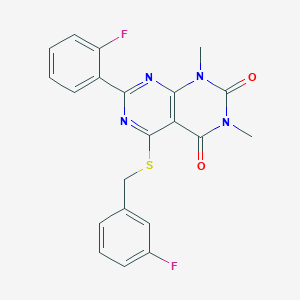 molecular formula C21H16F2N4O2S B2742719 5-((3-氟苄基)硫)-7-(2-氟苯基)-1,3-二甲基嘧啶并[4,5-d]嘧啶-2,4(1H,3H)-二酮 CAS No. 893915-05-4