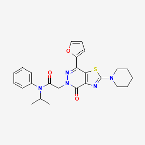 molecular formula C25H27N5O3S B2742730 2-(7-(furan-2-yl)-4-oxo-2-(piperidin-1-yl)thiazolo[4,5-d]pyridazin-5(4H)-yl)-N-isopropyl-N-phenylacetamide CAS No. 1105241-69-7