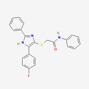 2-((5-(4-fluorophenyl)-2-phenyl-1H-imidazol-4-yl)thio)-N-phenylacetamide
