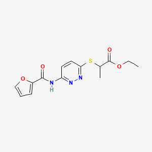 molecular formula C14H15N3O4S B2742756 Ethyl 2-((6-(furan-2-carboxamido)pyridazin-3-yl)thio)propanoate CAS No. 1021061-34-6