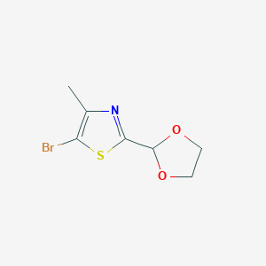 molecular formula C7H8BrNO2S B2742763 5-Bromo-2-(1,3-dioxolan-2-yl)-4-methyl-1,3-thiazole CAS No. 2095410-24-3