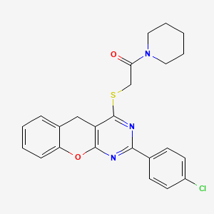 2-((2-(4-chlorophenyl)-5H-chromeno[2,3-d]pyrimidin-4-yl)thio)-1-(piperidin-1-yl)ethanone