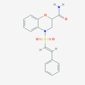 4-[(E)-2-phenylethenyl]sulfonyl-2,3-dihydro-1,4-benzoxazine-2-carboxamide