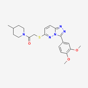 molecular formula C21H25N5O3S B2742775 2-((3-(3,4-Dimethoxyphenyl)-[1,2,4]triazolo[4,3-b]pyridazin-6-yl)thio)-1-(4-methylpiperidin-1-yl)ethanone CAS No. 852437-27-5