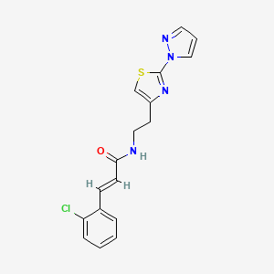 (E)-N-(2-(2-(1H-pyrazol-1-yl)thiazol-4-yl)ethyl)-3-(2-chlorophenyl)acrylamide