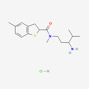 molecular formula C17H27ClN2OS B2742779 N-(3-Amino-4-methylpentyl)-N,5-dimethyl-2,3-dihydro-1-benzothiophene-2-carboxamide;hydrochloride CAS No. 2470435-04-0