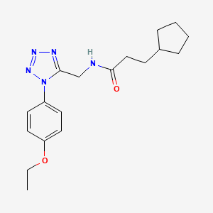 molecular formula C18H25N5O2 B2742780 3-cyclopentyl-N-((1-(4-ethoxyphenyl)-1H-tetrazol-5-yl)methyl)propanamide CAS No. 1005301-22-3