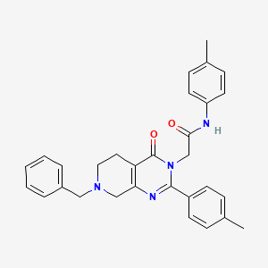 molecular formula C30H30N4O2 B2742796 3-{[(4-chlorobenzyl)oxy]methyl}-5-(mesitylsulfonyl)-1-methyl-4,5,6,7-tetrahydro-1H-pyrazolo[4,3-c]pyridine CAS No. 1189476-65-0