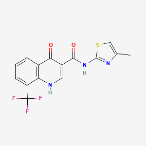 molecular formula C15H10F3N3O2S B2742816 4-hydroxy-N-(4-methylthiazol-2-yl)-8-(trifluoromethyl)quinoline-3-carboxamide CAS No. 946360-42-5