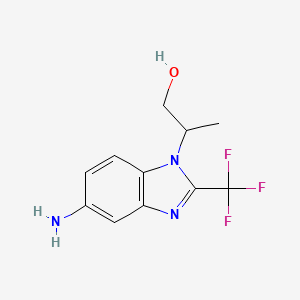 molecular formula C11H12F3N3O B2742826 2-[5-氨基-2-(三氟甲基)-1H-1,3-苯并二氮-1-基]丙醇 CAS No. 1495306-49-4