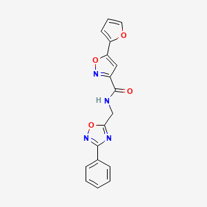 5-(furan-2-yl)-N-((3-phenyl-1,2,4-oxadiazol-5-yl)methyl)isoxazole-3-carboxamide