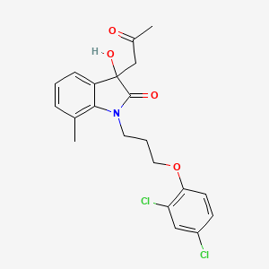 molecular formula C21H21Cl2NO4 B2742840 1-(3-(2,4-Dichlorophenoxy)propyl)-3-hydroxy-7-methyl-3-(2-oxopropyl)indolin-2-one CAS No. 879046-93-2