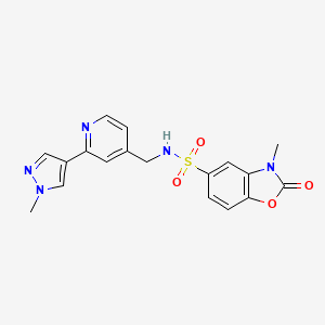 3-methyl-N-((2-(1-methyl-1H-pyrazol-4-yl)pyridin-4-yl)methyl)-2-oxo-2,3-dihydrobenzo[d]oxazole-5-sulfonamide