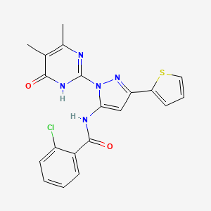 2-chloro-N-(1-(4,5-dimethyl-6-oxo-1,6-dihydropyrimidin-2-yl)-3-(thiophen-2-yl)-1H-pyrazol-5-yl)benzamide