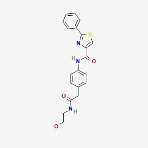 molecular formula C21H21N3O3S B2742848 N-(4-(2-((2-methoxyethyl)amino)-2-oxoethyl)phenyl)-2-phenylthiazole-4-carboxamide CAS No. 1324126-02-4