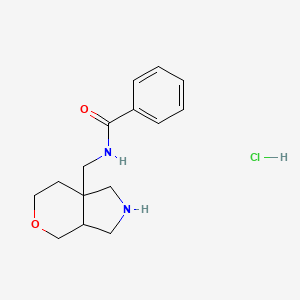 molecular formula C15H21ClN2O2 B2742854 N-(2,3,3a,4,6,7-Hexahydro-1H-pyrano[3,4-c]pyrrol-7a-ylmethyl)benzamide;hydrochloride CAS No. 2241130-73-2