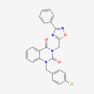 molecular formula C24H17ClN4O3 B2742855 1-(4-chlorobenzyl)-3-((3-phenyl-1,2,4-oxadiazol-5-yl)methyl)quinazoline-2,4(1H,3H)-dione CAS No. 894928-69-9