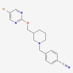 molecular formula C18H19BrN4O B2742859 4-[[3-[(5-Bromopyrimidin-2-yl)oxymethyl]piperidin-1-yl]methyl]benzonitrile CAS No. 2379971-70-5