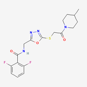 2,6-difluoro-N-[[5-[2-(4-methylpiperidin-1-yl)-2-oxoethyl]sulfanyl-1,3,4-oxadiazol-2-yl]methyl]benzamide
