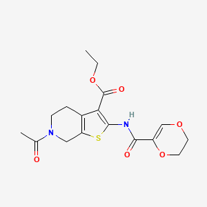 ethyl 6-acetyl-2-(2,3-dihydro-1,4-dioxine-5-carbonylamino)-5,7-dihydro-4H-thieno[2,3-c]pyridine-3-carboxylate