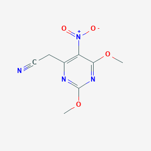 molecular formula C8H8N4O4 B274290 {5-Nitro-2,6-dimethoxy-4-pyrimidinyl}acetonitrile 