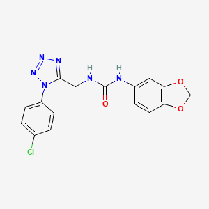 molecular formula C16H13ClN6O3 B2742901 1-(benzo[d][1,3]dioxol-5-yl)-3-((1-(4-chlorophenyl)-1H-tetrazol-5-yl)methyl)urea CAS No. 941922-98-1
