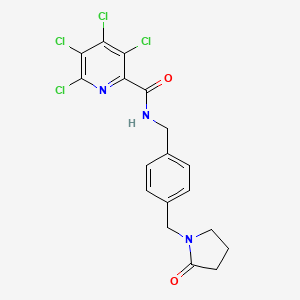 molecular formula C18H15Cl4N3O2 B2742902 3,4,5,6-tetrachloro-N-({4-[(2-oxopyrrolidin-1-yl)methyl]phenyl}methyl)pyridine-2-carboxamide CAS No. 1797766-04-1