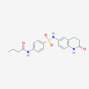 molecular formula C19H21N3O4S B2742904 N-(4-(N-(2-oxo-1,2,3,4-tetrahydroquinolin-6-yl)sulfamoyl)phenyl)butyramide CAS No. 922134-00-7