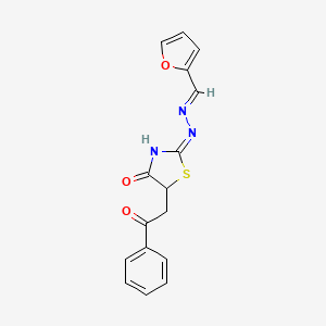 (E)-2-((E)-(furan-2-ylmethylene)hydrazono)-5-(2-oxo-2-phenylethyl)thiazolidin-4-one