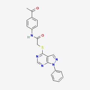 molecular formula C21H17N5O2S B2742923 N-(4-acetylphenyl)-2-(1-phenylpyrazolo[3,4-d]pyrimidin-4-yl)sulfanylacetamide CAS No. 335223-34-2