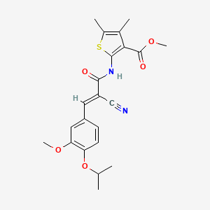 molecular formula C22H24N2O5S B2742925 (E)-methyl 2-(2-cyano-3-(4-isopropoxy-3-methoxyphenyl)acrylamido)-4,5-dimethylthiophene-3-carboxylate CAS No. 380551-82-6
