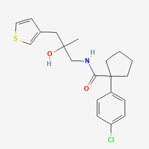 molecular formula C20H24ClNO2S B2742927 1-(4-氯苯基)-N-{2-羟基-2-[(噻吩-3-基)甲基]丙基}环戊烷-1-羧酰胺 CAS No. 2097935-89-0