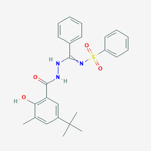 N'-(benzenesulfonyl)-N-[(5-tert-butyl-2-hydroxy-3-methylbenzoyl)amino]benzenecarboximidamide