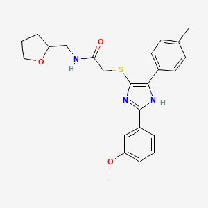 molecular formula C24H27N3O3S B2742933 2-((2-(3-甲氧基苯基)-5-(对甲苯基)-1H-咪唑-4-基)硫代)-N-((四氢呋喃-2-基)甲基)乙酰胺 CAS No. 901231-99-0