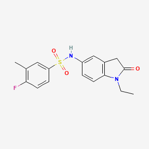 molecular formula C17H17FN2O3S B2742935 N-(1-乙基-2-氧代吲哚-5-基)-4-氟-3-甲基苯磺酰胺 CAS No. 921557-30-4