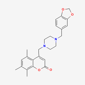 4-((4-(benzo[d][1,3]dioxol-5-ylmethyl)piperazin-1-yl)methyl)-5,7,8-trimethyl-2H-chromen-2-one