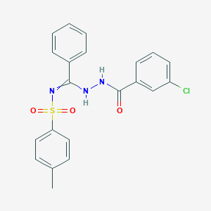 molecular formula C21H18ClN3O3S B274294 N-{[(3-chlorophenyl)formohydrazido](phenyl)methylidene}-4-methylbenzene-1-sulfonamide 