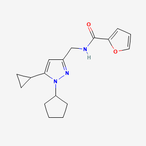 molecular formula C17H21N3O2 B2742943 N-((1-cyclopentyl-5-cyclopropyl-1H-pyrazol-3-yl)methyl)furan-2-carboxamide CAS No. 1448033-21-3