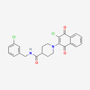 N-(3-chlorobenzyl)-1-(3-chloro-1,4-dioxo-1,4-dihydro-2-naphthalenyl)-4-piperidinecarboxamide