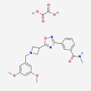 molecular formula C24H26N4O8 B2742952 3-(5-(1-(3,5-二甲氧基苄)氮杂环丁烷-3-基)-1,2,4-噁二唑-3-基)-N-甲基苯甲酰胺 草酸盐 CAS No. 1396888-17-7