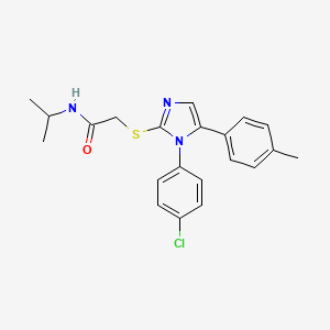 molecular formula C21H22ClN3OS B2742959 2-((1-(4-chlorophenyl)-5-(p-tolyl)-1H-imidazol-2-yl)thio)-N-isopropylacetamide CAS No. 1226456-48-9
