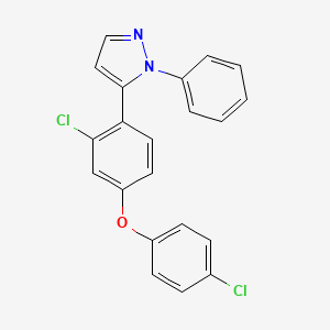 molecular formula C21H14Cl2N2O B2742961 5-[2-chloro-4-(4-chlorophenoxy)phenyl]-1-phenyl-1H-pyrazole CAS No. 321522-26-3