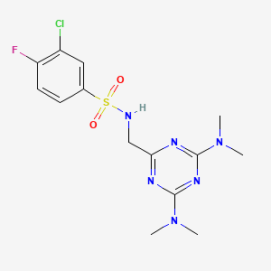 N-((4,6-bis(dimethylamino)-1,3,5-triazin-2-yl)methyl)-3-chloro-4-fluorobenzenesulfonamide