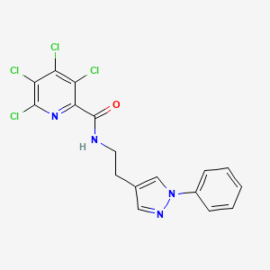 molecular formula C17H12Cl4N4O B2743005 3,4,5,6-tetrachloro-N-[2-(1-phenyl-1H-pyrazol-4-yl)ethyl]pyridine-2-carboxamide CAS No. 1798038-13-7