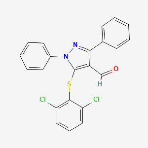 5-[(2,6-dichlorophenyl)sulfanyl]-1,3-diphenyl-1H-pyrazole-4-carbaldehyde
