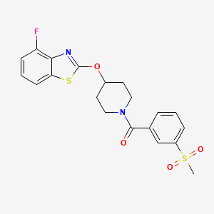 molecular formula C20H19FN2O4S2 B2743012 (4-((4-Fluorobenzo[d]thiazol-2-yl)oxy)piperidin-1-yl)(3-(methylsulfonyl)phenyl)methanone CAS No. 1286722-14-2